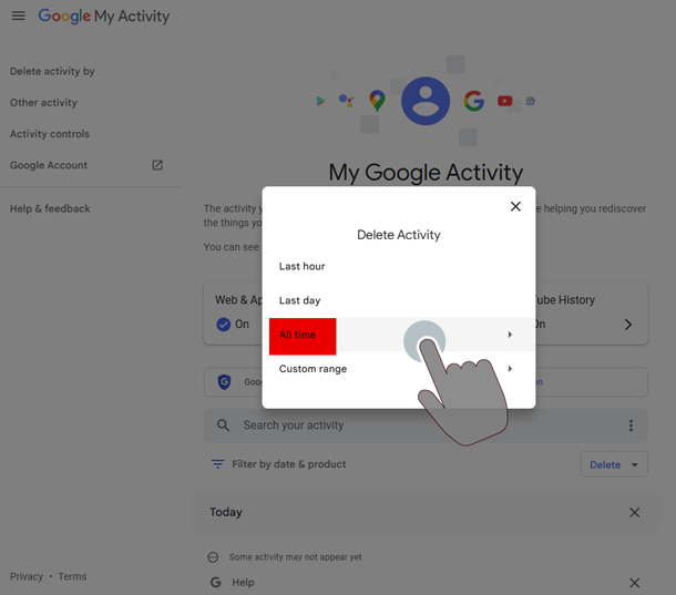 My Google Activity Delete Activity Setting