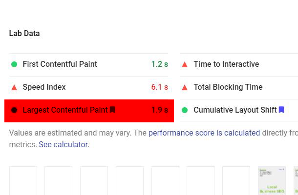 highlights Largest Contentful Paint