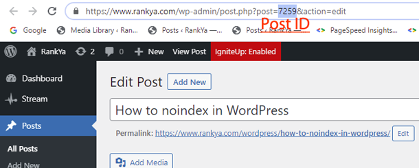 Shows WordPress Post ID in Browser Address Bar