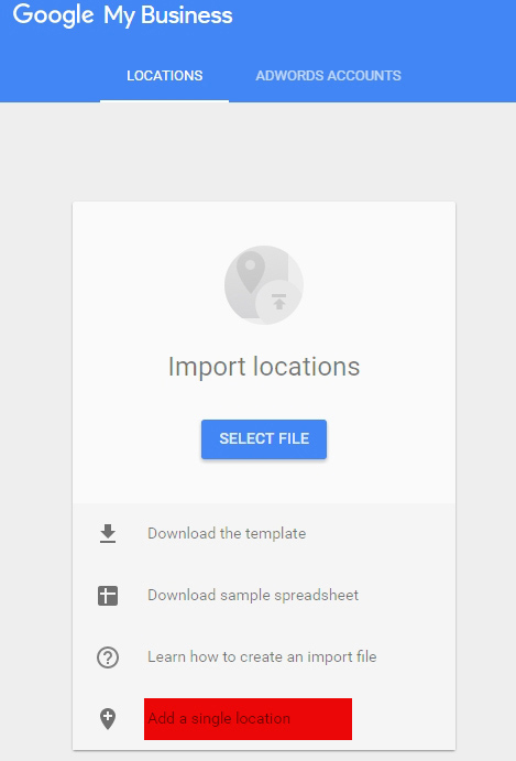 google my business adding location option