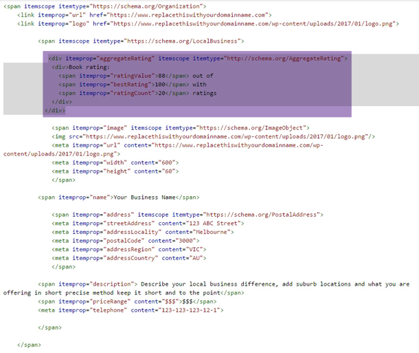 schema markup microdata example with review markup