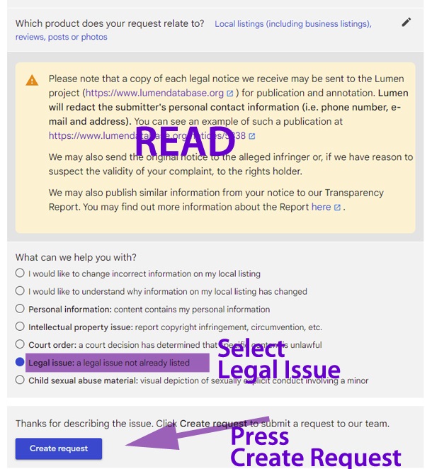 select Legal Issue not listed here