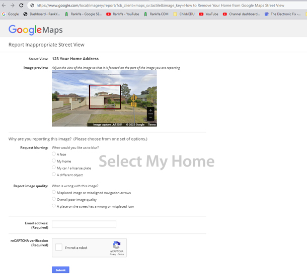Google Maps Street View Reporting Options