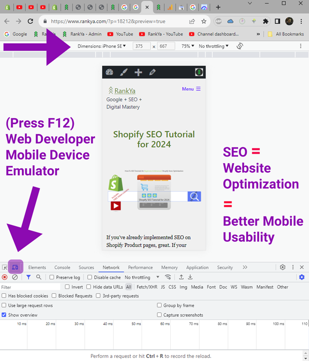 Google Chrome Web Developer Toolbar Mobile Device Emulator option