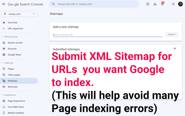 Google Search Console submit Sitemap option