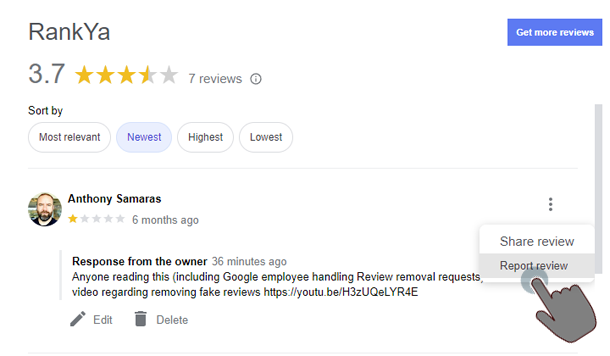 Report Google Business Profile Review