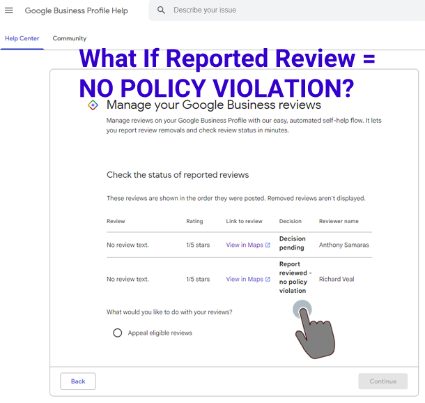 Report reviewed no policy violation