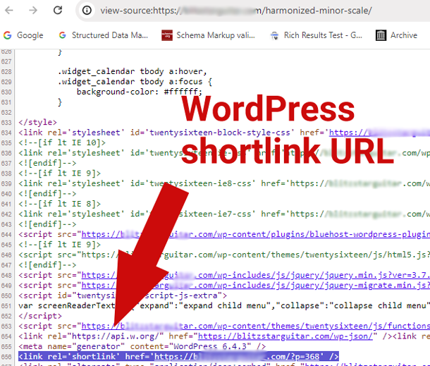WordPress shortlink URL
