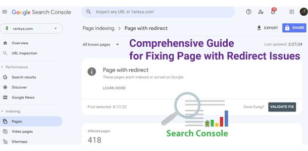 Comprehensive Guide for fixing Page with Redirect Issues