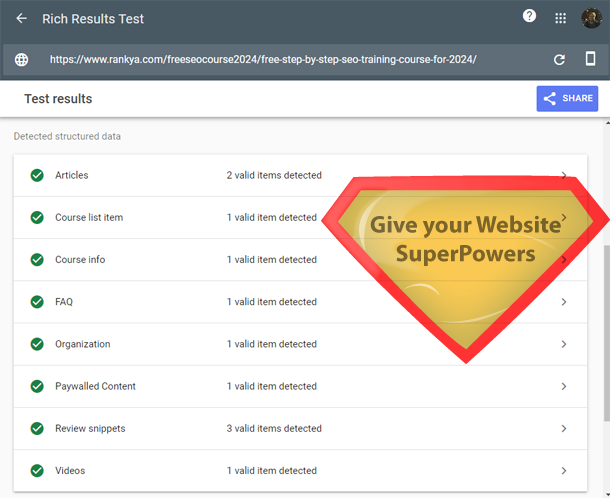 Rich Results Tested valid structured data markup examples
