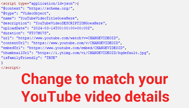 VideoObject JSON LD example for YouTube Embeded Video Schema Markup