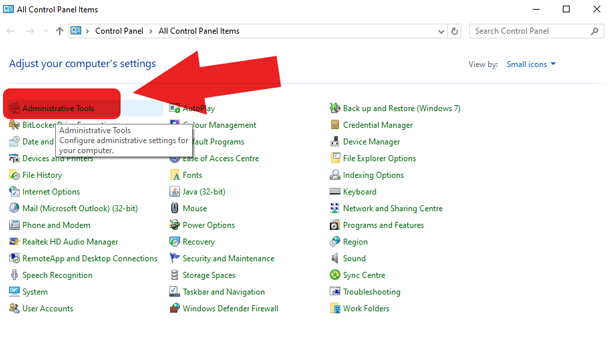 Windows Control Panel Administrative Tools