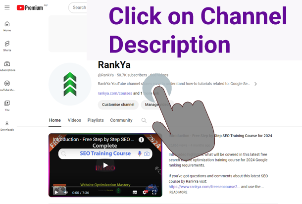 click on channel description