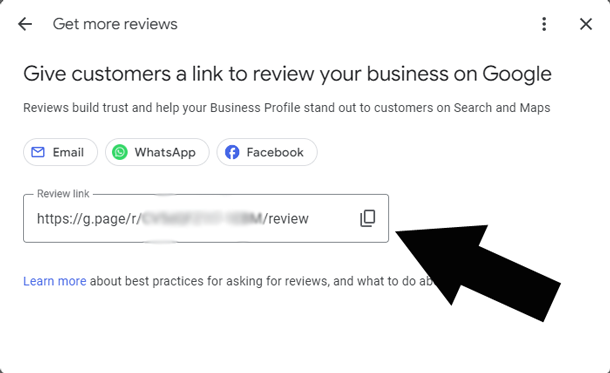 link for Google Business Profile Review