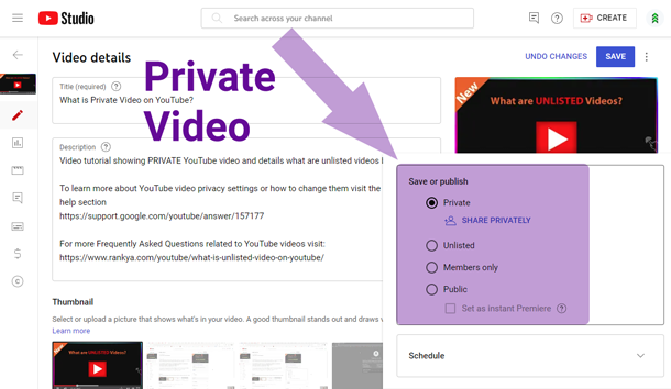 private video setting