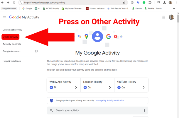 Google Account Activity Controls