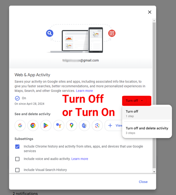 Turn off Web Activity