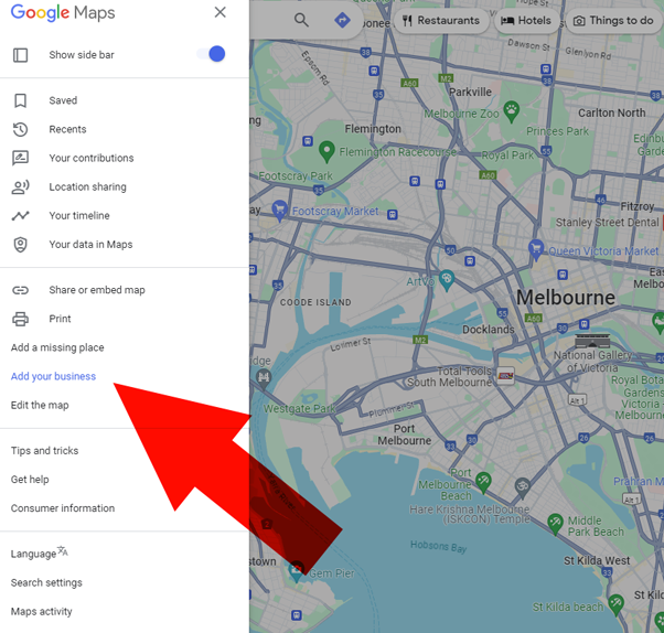 how to add Business Profile in Google Maps Menu