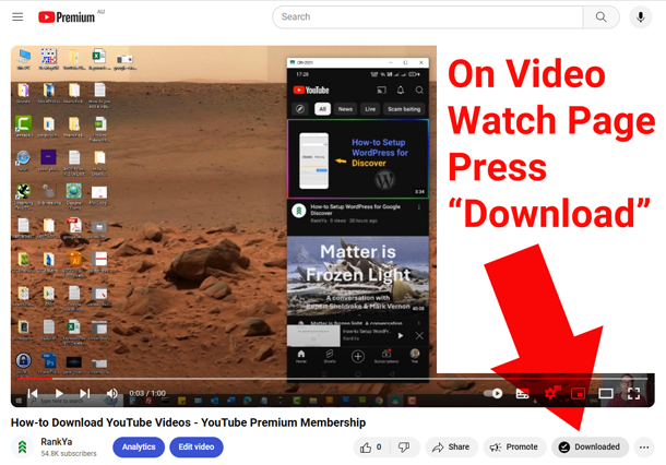 youtube video watch page download option
