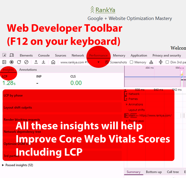 Chrome Web Developer Performance Report for LCP
