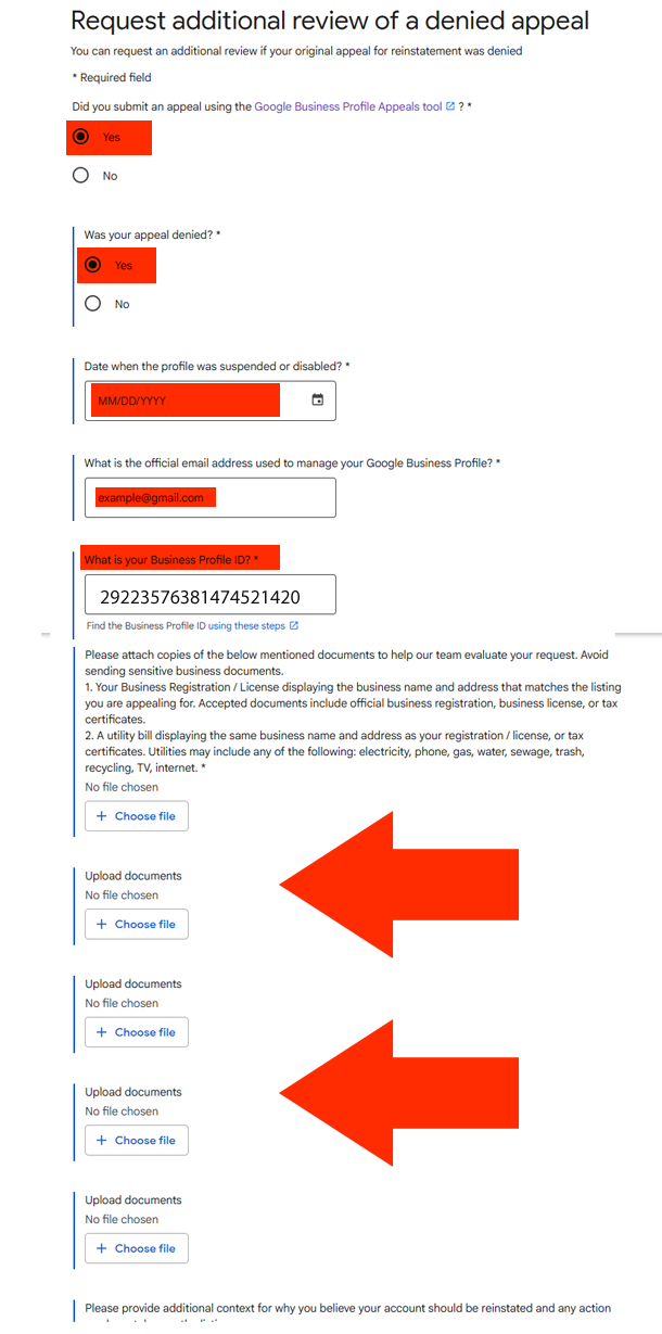 Options Request additional-review of a denied appeal