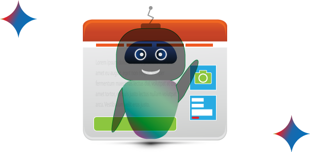 friendly robot and webpage icon