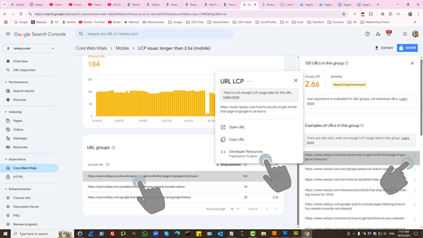 search console LCP examples
