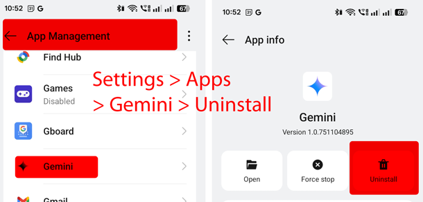 Android Device Settings for App Management