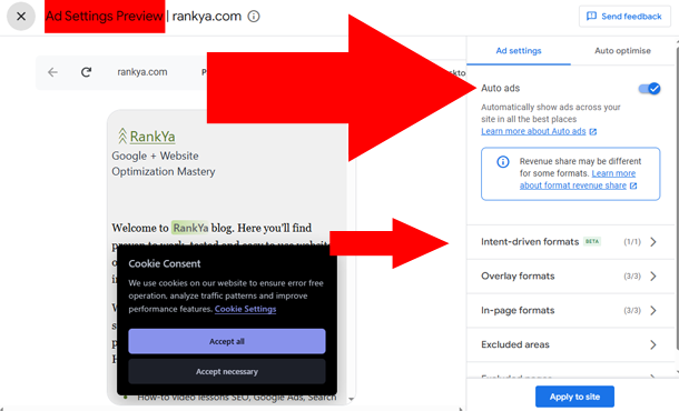 AdSense Ad Settings Preview