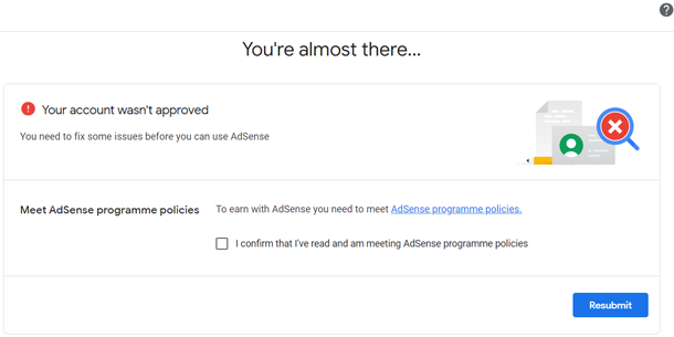 Your Account Was Not Approved