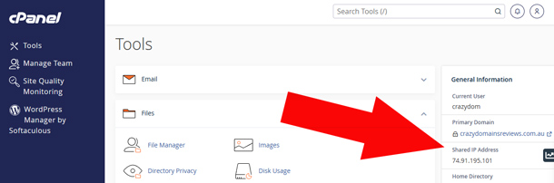 cPanel Shared IP Address