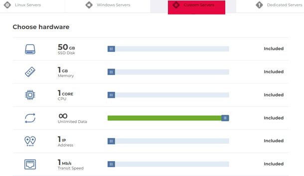 Choose hardware custom server choices Crazy Domains