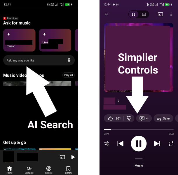 YouTube Music App Player UI
