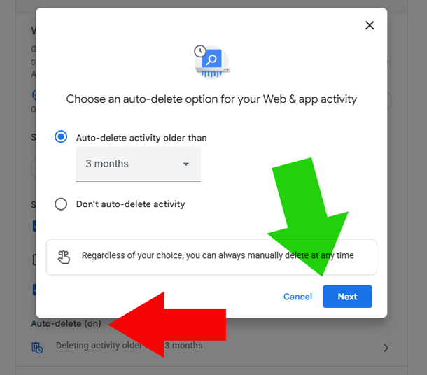 activity auto delete option
