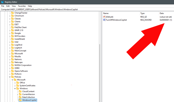 Windows Registry to Turning Off Copilot