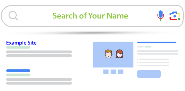 rectangle search box and typical search results page layout Online Search Results Page Concept