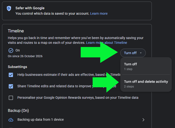 Timeline Setting for Turn off and Delete